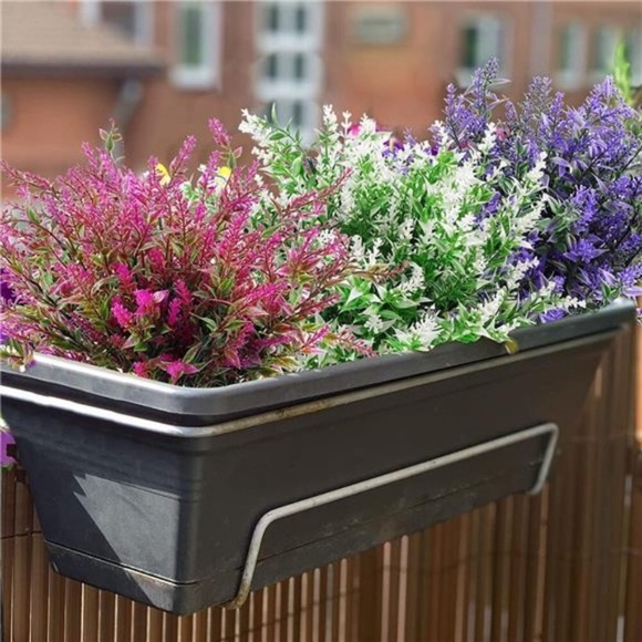 9pcs Artificial Flowers UV Resistant Faux Plastic Flower Outdoor Fake Lavender - Picture 8 of 8